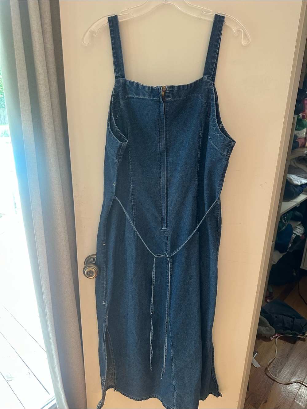Vintage Embroidered Denim Midi Dress with Straps - Picture 3 of 3